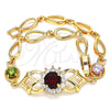 Oro Laminado Fancy Bracelet, Gold Filled Style with Multicolor Cubic Zirconia, Polished, Golden Finish, 03.266.0027.2.08 (8 Inches Length)