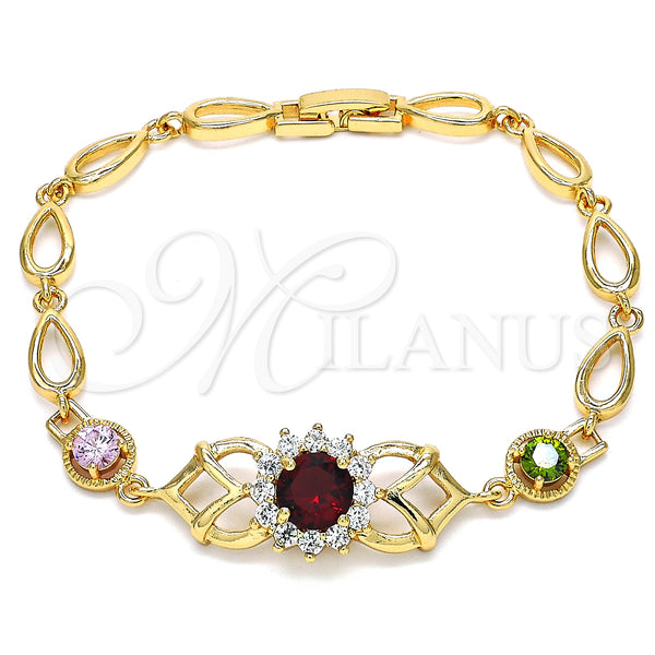 Gold Filled Bracelet — Fancy Bracelet with Multicolor Cubic Zirconia Polished 03. — main product view — SKU 126807 | Oro Laminado brazalete — elegante Bracelet with Multicolor Cubic Zirconia pulido 03. — SKU 126807