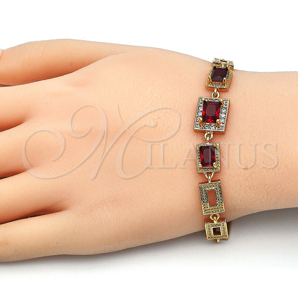 Gold Filled Bracelet — Fancy Bracelet with Garnet and White Cubic Zirconia — alternate product view — SKU 126808 | Oro Laminado brazalete — elegante Bracelet with Garnet and blanco Cubic Zirconia — SKU 126808