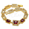 Oro Laminado Fancy Bracelet, Gold Filled Style with Garnet and White Cubic Zirconia, Polished, Golden Finish, 03.266.0028.07 (08 MM Thickness, 7 Inches Length)