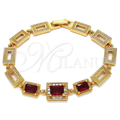 Oro Laminado Fancy Bracelet, Gold Filled Style with Garnet and White Cubic Zirconia, Polished, Golden Finish for wholesale, main product view