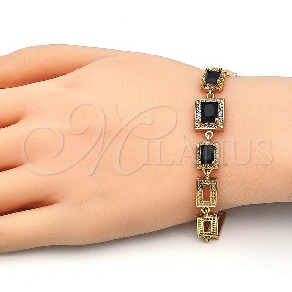 Gold Filled Bracelet — Fancy Bracelet with Black and White Cubic Zirconia — alternate product view — SKU 126809 | Oro Laminado brazalete — elegante Bracelet with negro and blanco Cubic Zirconia — SKU 126809