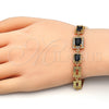 Oro Laminado Fancy Bracelet, Gold Filled Style with Black and White Cubic Zirconia, Polished, Golden Finish, 03.266.0028.1.07 (08 MM Thickness, 7 Inches Length)