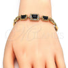 Oro Laminado Fancy Bracelet, Gold Filled Style with Black and White Cubic Zirconia, Polished, Golden Finish, 03.266.0028.1.07 (08 MM Thickness, 7 Inches Length)