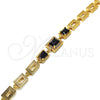 Oro Laminado Fancy Bracelet, Gold Filled Style with Black and White Cubic Zirconia, Polished, Golden Finish, 03.266.0028.1.07 (08 MM Thickness, 7 Inches Length)