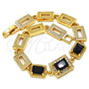 Oro Laminado Fancy Bracelet, Gold Filled Style with Black and White Cubic Zirconia, Polished, Golden Finish, 03.266.0028.1.07 (08 MM Thickness, 7 Inches Length)
