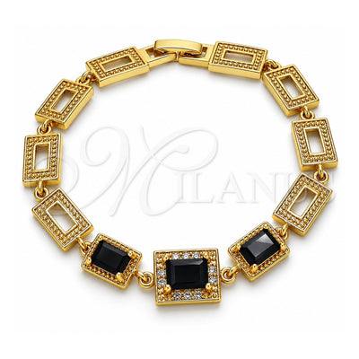 Oro Laminado Fancy Bracelet, Gold Filled Style with Black and White Cubic Zirconia, Polished, Golden Finish, 03.266.0028.1.07 (08 MM Thickness, 7 Inches Length)