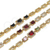 Oro Laminado Fancy Bracelet, Gold Filled Style with Black and White Cubic Zirconia, Polished, Golden Finish, 03.266.0028.1.07 (08 MM Thickness, 7 Inches Length)