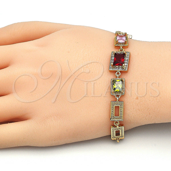 Gold Filled Bracelet — Fancy Bracelet with Multicolor Cubic Zirconia Polished 03. — alternate product view — SKU 126810 | Oro Laminado brazalete — elegante Bracelet with Multicolor Cubic Zirconia pulido 03. — SKU 126810