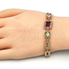 Oro Laminado Fancy Bracelet, Gold Filled Style with Multicolor Cubic Zirconia, Polished, Golden Finish, 03.266.0028.2.07 (08 MM Thickness, 7 Inches Length)