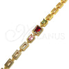 Oro Laminado Fancy Bracelet, Gold Filled Style with Multicolor Cubic Zirconia, Polished, Golden Finish, 03.266.0028.2.07 (08 MM Thickness, 7 Inches Length)