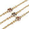 Oro Laminado Fancy Bracelet, Gold Filled Style Flower and Fish Design, with Black and White Cubic Zirconia, Polished, Golden Finish, 03.266.0029.1.07 (05 MM Thickness, 7 Inches Length)