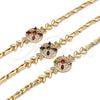 Oro Laminado Fancy Bracelet, Gold Filled Style Flower and Fish Design, with Black and White Cubic Zirconia, Polished, Golden Finish, 03.266.0029.1.07 (05 MM Thickness, 7 Inches Length)