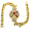 Oro Laminado Fancy Bracelet, Gold Filled Style Flower and Fish Design, with Multicolor Cubic Zirconia, Polished, Golden Finish, 03.266.0029.2.07 (05 MM Thickness, 7 Inches Length)