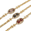Oro Laminado Fancy Bracelet, Gold Filled Style Flower and Fish Design, with Black and White Cubic Zirconia, Polished, Golden Finish, 03.266.0032.1.08 (05 MM Thickness, 8 Inches Length)