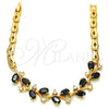 Oro Laminado Fancy Bracelet, Gold Filled Style Fish Design, with Black and White Cubic Zirconia, Polished, Golden Finish, 03.210.0092.07 (05 MM Thickness, 7 Inches Length)