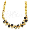 Oro Laminado Fancy Bracelet, Gold Filled Style Fish Design, with Black and White Cubic Zirconia, Polished, Golden Finish, 03.210.0092.07 (05 MM Thickness, 7 Inches Length)
