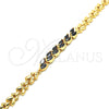 Oro Laminado Fancy Bracelet, Gold Filled Style Leaf Design, with Black Cubic Zirconia, Polished, Golden Finish, 03.210.0093.1.07 (07 MM Thickness, 7 Inches Length)
