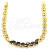 Oro Laminado Fancy Bracelet, Gold Filled Style Leaf Design, with Black Cubic Zirconia, Polished, Golden Finish, 03.210.0093.1.07 (07 MM Thickness, 7 Inches Length)