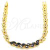 Oro Laminado Fancy Bracelet, Gold Filled Style Leaf Design, with Black Cubic Zirconia, Polished, Golden Finish, 03.210.0093.1.07 (07 MM Thickness, 7 Inches Length)