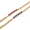 Oro Laminado Fancy Bracelet, Gold Filled Style Leaf Design, with Black Cubic Zirconia, Polished, Golden Finish, 03.210.0093.1.07 (07 MM Thickness, 7 Inches Length)