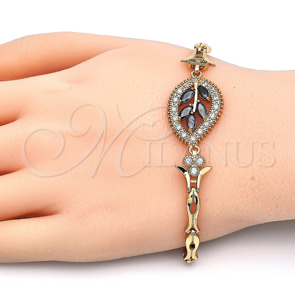 Gold Filled Bracelet — Fancy Bracelet Leaf and Fish Design with Black — alternate product view — SKU 126843 | Oro Laminado brazalete — elegante Bracelet Leaf and Fish diseño with negro — SKU 126843