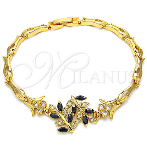 Gold Filled Bracelet — Fancy Bracelet Leaf and Fish Design with Black — main product view — SKU 126848 | Oro Laminado brazalete — elegante Bracelet Leaf and Fish diseño with negro — SKU 126848