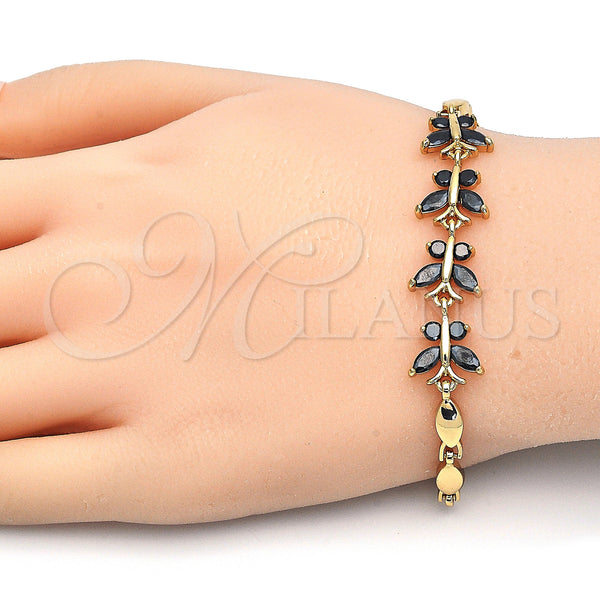 Gold Filled Bracelet — Fancy Bracelet Butterfly Design with Black Cubic Zirconia — alternate product view — SKU 126851 | Oro Laminado brazalete — elegante Bracelet Butterfly diseño with negro Cubic Zirconia — SKU 126851