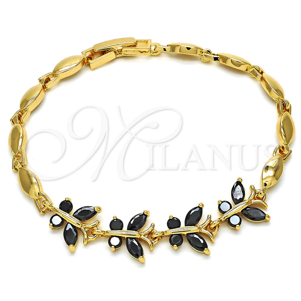 Gold Filled Bracelet — Fancy Bracelet Butterfly Design with Black Cubic Zirconia — main product view — SKU 126851 | Oro Laminado brazalete — elegante Bracelet Butterfly diseño with negro Cubic Zirconia — SKU 126851