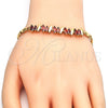 Oro Laminado Fancy Bracelet, Gold Filled Style with Garnet and White Cubic Zirconia, Polished, Golden Finish, 03.210.0100.07 (04 MM Thickness, 7 Inches Length)