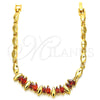 Oro Laminado Fancy Bracelet, Gold Filled Style with Garnet and White Cubic Zirconia, Polished, Golden Finish, 03.210.0100.07 (04 MM Thickness, 7 Inches Length)