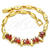 Oro Laminado Fancy Bracelet, Gold Filled Style with Garnet and White Cubic Zirconia, Polished, Golden Finish, 03.210.0100.07 (04 MM Thickness, 7 Inches Length)