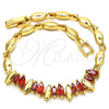 Oro Laminado Fancy Bracelet, Gold Filled Style with Garnet and White Cubic Zirconia, Polished, Golden Finish, 03.210.0100.07 (04 MM Thickness, 7 Inches Length)