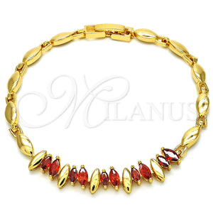 Gold Filled Bracelet — Fancy Bracelet with Garnet and White Cubic Zirconia — main product view — SKU 126854 | Oro Laminado brazalete — elegante Bracelet with Garnet and blanco Cubic Zirconia — SKU 126854