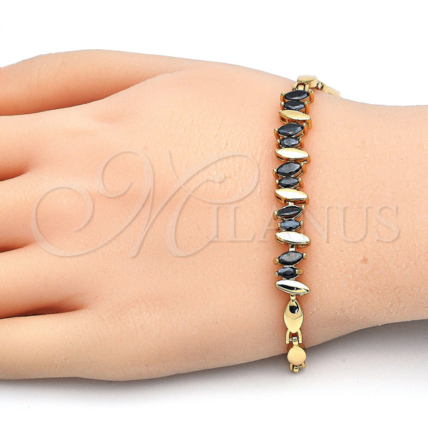 Gold Filled Bracelet — Fancy Bracelet with Black Cubic Zirconia Polished 03. — alternate product view — SKU 126855 | Oro Laminado brazalete — elegante Bracelet with negro Cubic Zirconia pulido 03. — SKU 126855