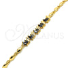 Oro Laminado Fancy Bracelet, Gold Filled Style with Black Cubic Zirconia, Polished, Golden Finish, 03.210.0100.1.07 (04 MM Thickness, 7 Inches Length)