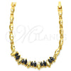 Oro Laminado Fancy Bracelet, Gold Filled Style with Black Cubic Zirconia, Polished, Golden Finish, 03.210.0100.1.07 (04 MM Thickness, 7 Inches Length)