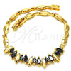 Oro Laminado Fancy Bracelet, Gold Filled Style with Black Cubic Zirconia, Polished, Golden Finish, 03.210.0100.1.07 (04 MM Thickness, 7 Inches Length)