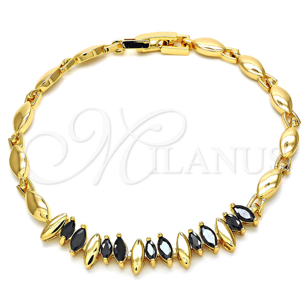 Gold Filled Bracelet — Fancy Bracelet with Black Cubic Zirconia Polished 03. — main product view — SKU 126855 | Oro Laminado brazalete — elegante Bracelet with negro Cubic Zirconia pulido 03. — SKU 126855