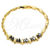 Oro Laminado Fancy Bracelet, Gold Filled Style with Black Cubic Zirconia, Polished, Golden Finish, 03.210.0100.1.07 (04 MM Thickness, 7 Inches Length)