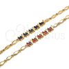 Oro Laminado Fancy Bracelet, Gold Filled Style with Black Cubic Zirconia, Polished, Golden Finish, 03.210.0100.1.07 (04 MM Thickness, 7 Inches Length)
