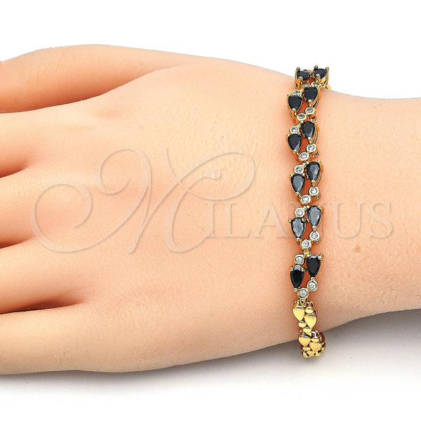 Gold Filled Bracelet — Fancy Bracelet Teardrop Design with Black and White — alternate product view — SKU 126856 | Oro Laminado brazalete — elegante Bracelet Teardrop diseño with negro and blanco — SKU 126856