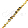 Oro Laminado Fancy Bracelet, Gold Filled Style Teardrop Design, with Black and White Cubic Zirconia, Polished, Golden Finish, 03.210.0101.07 (05 MM Thickness, 7 Inches Length)