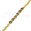 Oro Laminado Fancy Bracelet, Gold Filled Style Teardrop Design, with Black and White Cubic Zirconia, Polished, Golden Finish, 03.210.0101.07 (05 MM Thickness, 7 Inches Length)