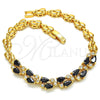 Oro Laminado Fancy Bracelet, Gold Filled Style Teardrop Design, with Black and White Cubic Zirconia, Polished, Golden Finish, 03.210.0101.07 (05 MM Thickness, 7 Inches Length)
