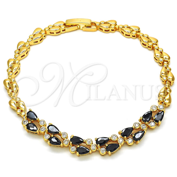 Gold Filled Bracelet — Fancy Bracelet Teardrop Design with Black and White — main product view — SKU 126856 | Oro Laminado brazalete — elegante Bracelet Teardrop diseño with negro and blanco — SKU 126856