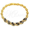 Oro Laminado Fancy Bracelet, Gold Filled Style Teardrop Design, with Black and White Cubic Zirconia, Polished, Golden Finish, 03.210.0101.07 (05 MM Thickness, 7 Inches Length)