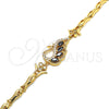 Oro Laminado Fancy Bracelet, Gold Filled Style Peacock and Fish Design, with Black and White Cubic Zirconia, Polished, Golden Finish, 03.210.0104.07 (05 MM Thickness, 7 Inches Length)