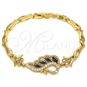 Gold Filled Bracelet — Fancy Bracelet Peacock and Fish Design with Black — main product view — SKU 126863 | Oro Laminado brazalete — elegante Bracelet Peacock and Fish diseño with negro — SKU 126863