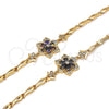 Oro Laminado Fancy Bracelet, Gold Filled Style Flower and Fish Design, with Black and White Cubic Zirconia, Polished, Golden Finish, 03.210.0105.08 (05 MM Thickness, 8 Inches Length)